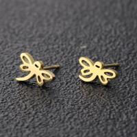 Roestvrij staal Stud Earrings, Dragonfly, plated, mode sieraden & voor vrouw, meer kleuren voor de keuze, Verkocht door pair