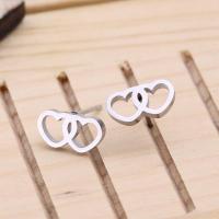 Stainless Steel Stud Earrings Heart plated fashion jewelry & for woman Sold By Pair