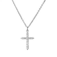 Cubic Zircon Micro Pave Mässing Halsband, Cross, plated, Unisex & micro bana cubic zirconia, fler färger för val, Längd Ca 17.72 inch, Säljs av PC