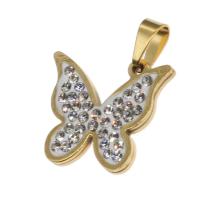 Stainless Steel Pendants Butterfly with rhinestone Sold By PC