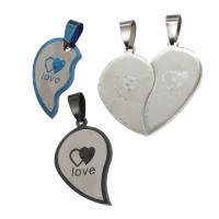 Stainless Steel Couple Pendants Heart Sold By PC