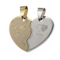 Stainless Steel Couple Pendants Heart Sold By PC