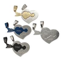 Stainless Steel Couple Pendants Heart Sold By PC