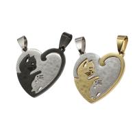 Rustfrit stål par Pendler, Stainless Steel, Heart, blandede farver, 32x30x1mm, Solgt af PC