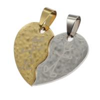 Acier inoxydable pendentifs couple, coeur, couleurs mélangées, 28x35x1mm, Vendu par PC