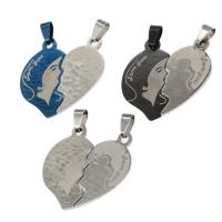 Stainless Steel Couple Pendants Heart Sold By PC