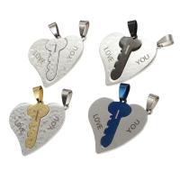 Stainless Steel Couple Pendants Heart Sold By PC