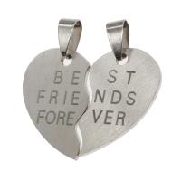 Stainless Steel Couple Pendants Heart original color Sold By PC