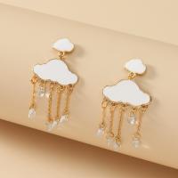 Fashion Fringe Boucles d'oreilles, alliage de zinc, Nuage, bijoux de mode & pour femme & avec strass, Or, Vendu par paire