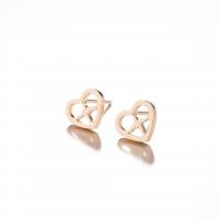 Stainless Steel Stud Earrings Heart plated fashion jewelry & for woman Sold By Pair