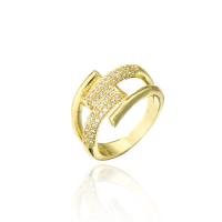 Messing Cuff fingerring, 18K forgyldt, Justerbar & Micro Pave cubic zirconia & for kvinde, 14mm, Solgt af PC