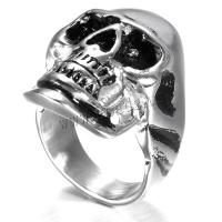 Rustfrit stål fingre Ringe, Stainless Steel, med Velveteen, Skull, forskellig emballage stil for valg & Unisex & sværte, 30mm, Størrelse:9, Solgt af PC