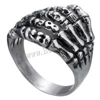 Bague en acier inoxydable, avec velours de coton, style différent d'emballage pour le choix & unisexe & noircir, 20mm, Taille:10, Vendu par PC