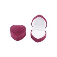 Velveteen Ring Box, med Plastic, Heart, flere farver til valg, 48x48x35mm, Solgt af PC