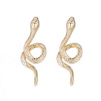 Ottone stallone orecchino, Serpente, Placcato in oro 14K, per la donna, 11x31mm, 5Pairspaio/lotto, Venduto da lotto