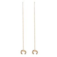 laiton boucles d'oreilles chaîne, Plaqué d'or 14K, pavé de micro zircon & pour femme, 12x100mm, 5pairescouple/lot, Vendu par lot