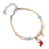 Mode créer Bracelets cordon de cire, porcelaine, avec corde de cire & alliage de zinc, Réglable & styles différents pour le choix & pour femme, Longueur Environ 7 pouce, 10PC/lot, Vendu par lot