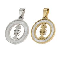 Stainless Steel Pendants with Shell Round Sold By PC