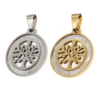 Stainless Steel Pendants with Shell Round Sold By PC