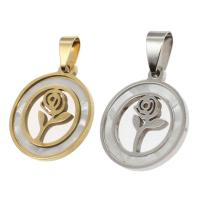 Stainless Steel Pendants with Shell Round Sold By PC