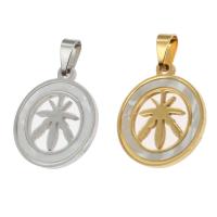 Stainless Steel Pendants with Shell Round Sold By PC