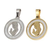 Stainless Steel Pendants with Shell Round Sold By PC