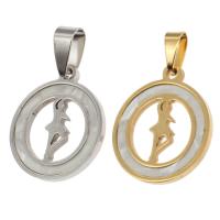 Stainless Steel Pendants with Shell Round Sold By PC