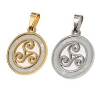 Stainless Steel Pendants with Shell Round Sold By PC