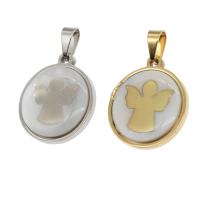 Stainless Steel Pendants with Shell Round Sold By PC