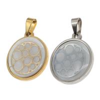 Stainless Steel Pendants with Shell Round Sold By PC