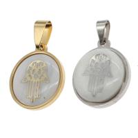 Stainless Steel Pendants with Shell Round Sold By PC