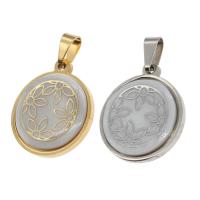 Stainless Steel Pendants with Shell Round Sold By PC