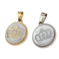 Stainless Steel Pendants with Shell Round crown design Sold By PC