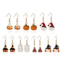 aleación de zinc Pendientes con Colgantes, engomada de gota, Joyería de Halloween & para mujer, más colores para la opción, libre de níquel, plomo & cadmio, Vendido por Par