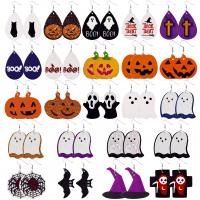 Cuero de PU Pendientes con Colgantes, Joyería de Halloween & diferentes estilos para la opción & para mujer, más colores para la opción, Vendido por Par