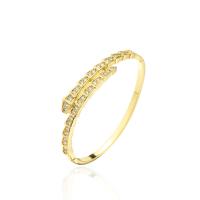 Messing Manchet Bangle, 18K verguld, Verstelbare & micro pave zirconia & voor vrouw, 58mm, Verkocht door PC