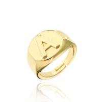 Brass Finger Ring 18K gold plated Adjustable & with letter pattern & for woman Sold By PC