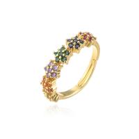 Cúbicos Circonia Micro Pave anillo de latón, metal, 18K chapado en oro, Ajustable & micro arcilla de zirconia cúbica & para mujer, 5mm, Vendido por UD