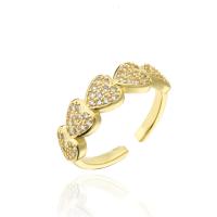 Kubieke Circonia Micro Pave Brass Ring, Messing, Hart, 18K verguld, Verstelbare & micro pave zirconia & voor vrouw, 6mm, Verkocht door PC