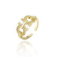 Žalvarinis Cuff Finger Ring, 18K paauksuotas, Reguliuojamas & mikro nutiesti kubinių Zirconia & moters & tuščiaviduris, 20mm, Pardavė PC