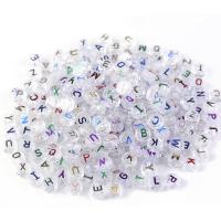 Alphabet Acryl Kralen, Ronde, DIY, duidelijk, 9.50x4.50mm, 100pC's/Bag, Verkocht door Bag