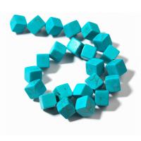 Perles turquoises, turquoise, Carré, DIY, bleu, 12x12mm, Vendu par 38 cm brin