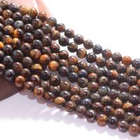 Tiger Eye Beads, Runde, du kan DIY, blandede farver, Solgt Per 38 cm Strand