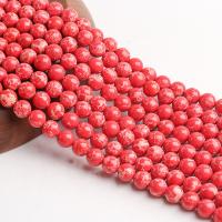 Dojam Jasper Perla, Krug, uglađen, možete DIY, crven, Prodano Per 38 cm Strand