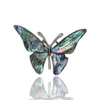 Zinc Alloy Brocher, med Abalone Shell, Butterfly, sølvfarvet forgyldt, for kvinde & emalje, sølv, nikkel, bly & cadmium fri, 35x53mm, Solgt af PC