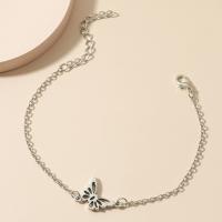 Sinc Alloy Anklet, Féileacán, plátáilte, jewelry faisin & do bhean, dath platanam, Díolta De réir PC