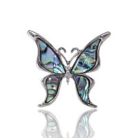 Zinc Alloy Brocher, med Abalone Shell, Butterfly, forgyldt, for kvinde & emalje & med rhinestone, flere farver til valg, 48x44mm, Solgt af PC