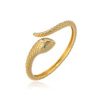 Messing Manchet Bangle, Slang, 18K verguld, micro pave zirconia, 54mm, Verkocht door PC