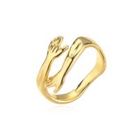 Messing Manchet Finger Ring, Hand, gold plated, Verstelbare & voor vrouw, 8mm, Verkocht door PC