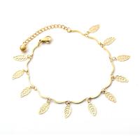 Sinc Alloy Anklet, Cruach dhosmálta, Leaf, dath an óir plated, jewelry faisin & do bhean, Fad 7.87 Inse, Díolta De réir PC